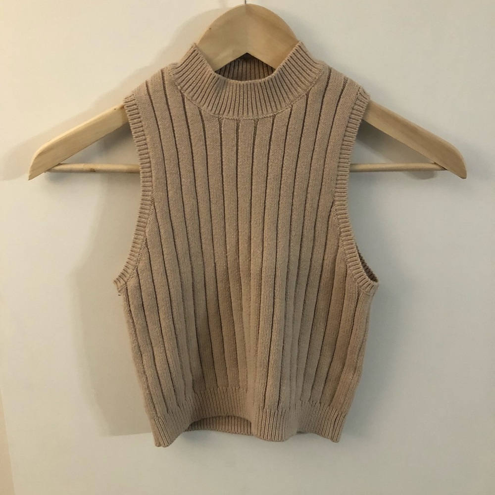 Tan Sleeveless Crop Top